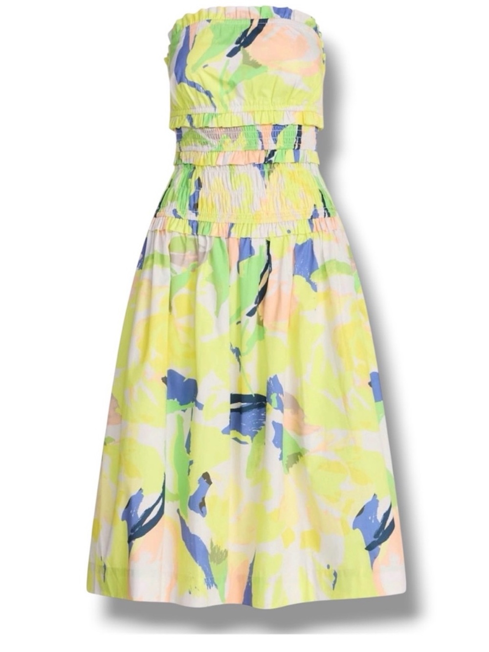 Women's Strapless Pastel Floral Sundress - Yellow sz L